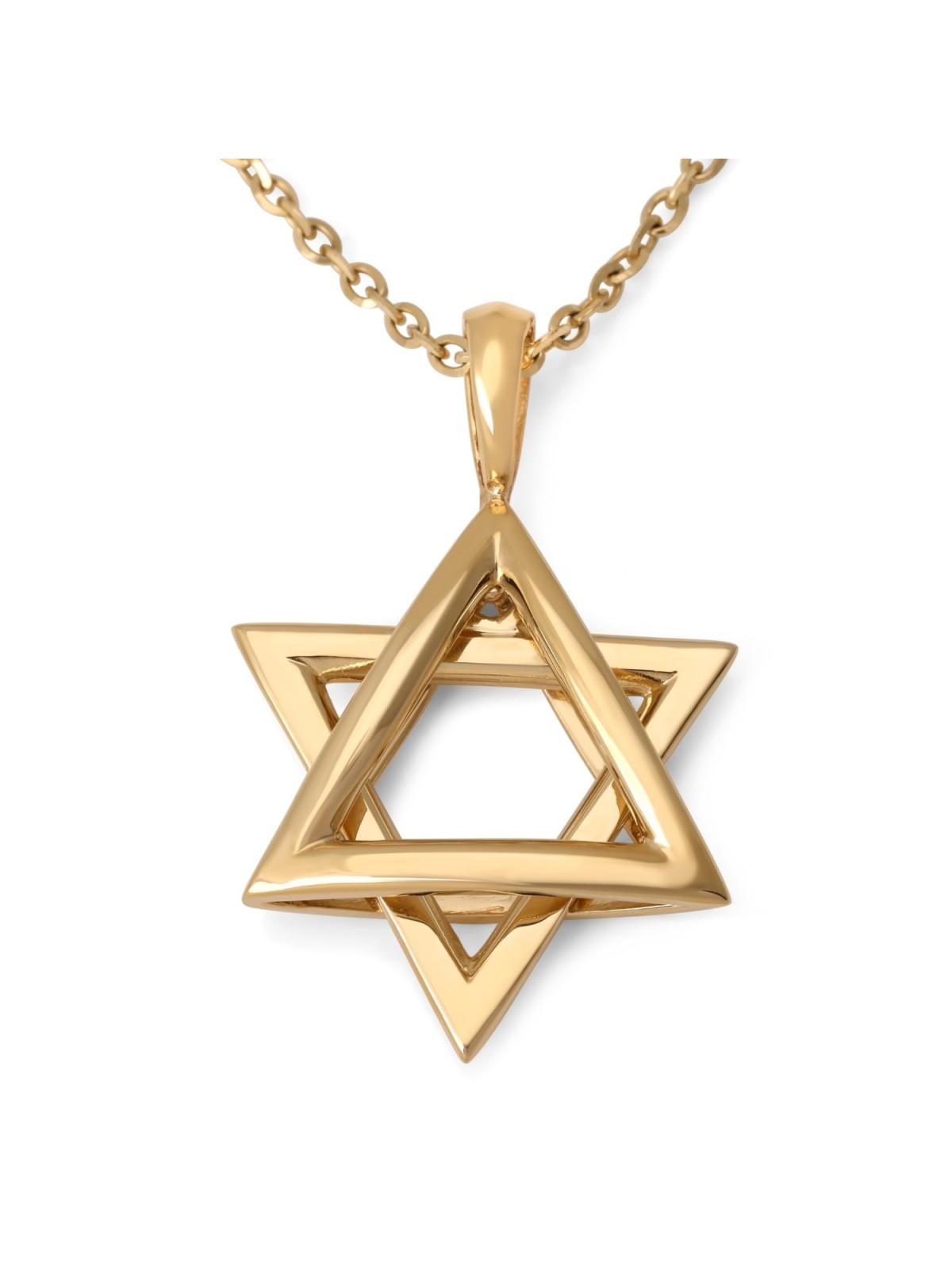 14K Gold Dangling Star of David Pendant - Color Option