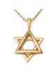 14K Gold Dangling Star of David Pendant - Color Option