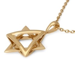 14K Gold Dangling Star of David Pendant - Color Option