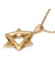 14K Gold Dangling Star of David Pendant - Color Option