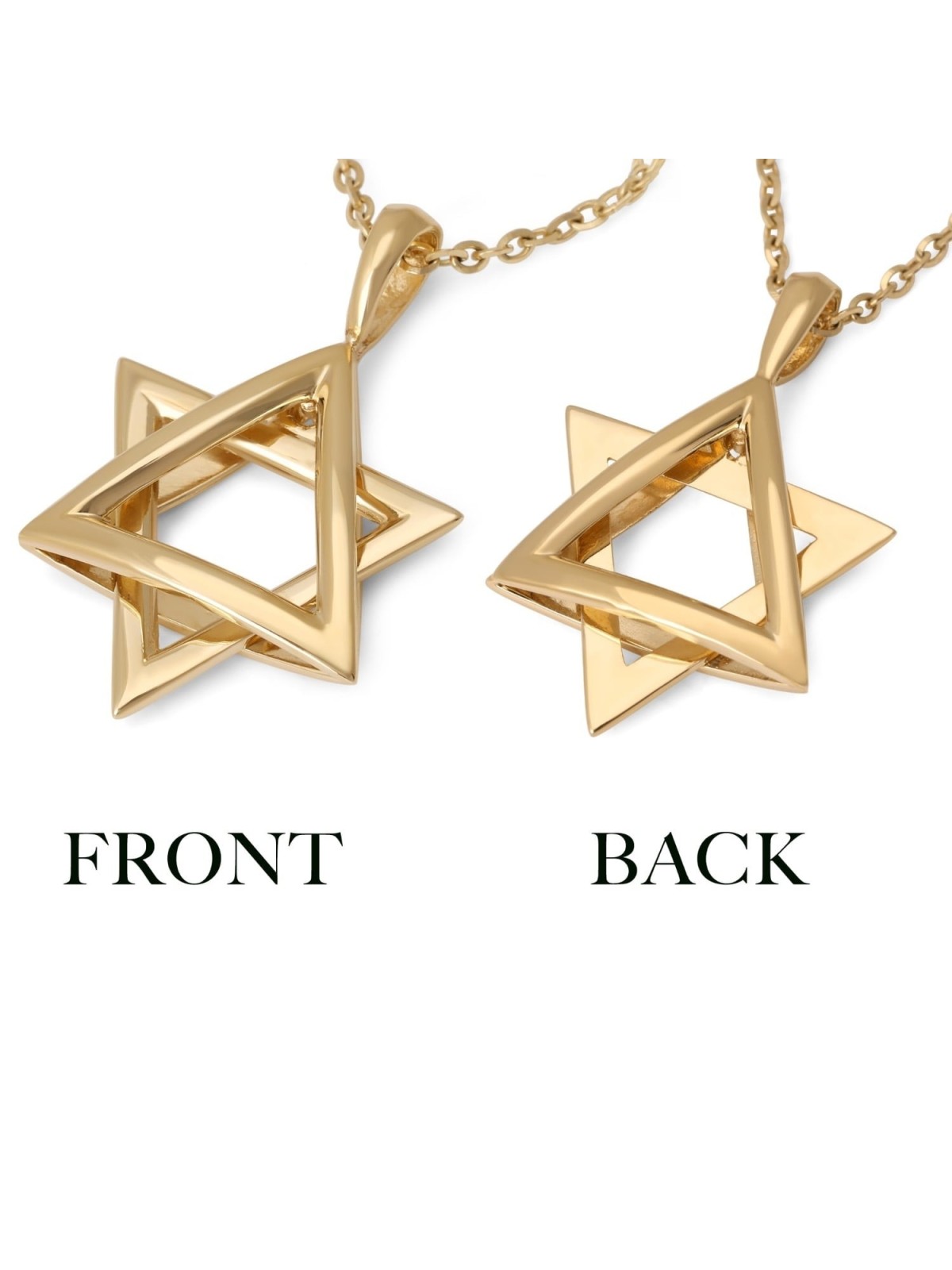 14K Gold Dangling Star of David Pendant - Color Option