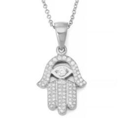 14K Gold Diamond Women's Hamsa Pendant Necklace - Yellow or White Gold