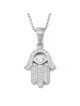 14K Gold Diamond Women's Hamsa Pendant Necklace - Yellow or White Gold
