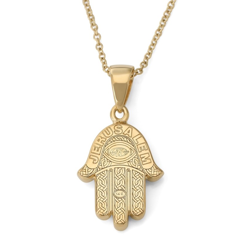 Collier pendentif Hamsa en or 14 carats et diamants pour femmes - Or jaune ou blanc