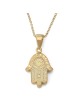14K Gold Diamond Women's Hamsa Pendant Necklace - Yellow or White Gold