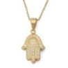 14K Gold Diamond Women's Hamsa Pendant Necklace - Yellow or White Gold