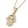14K Gold Diamond Women's Hamsa Pendant Necklace - Yellow or White Gold