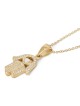 Collier pendentif Hamsa en or 14 carats et diamants pour femmes - Or jaune ou blanc