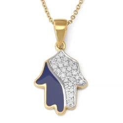 14K Gold Diamond Women's Hamsa Pendant Necklace