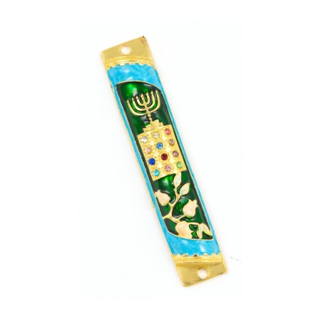 Rounded Mezuzah Case with Gleaming Breastplate ... | Jerusalem Mezuzah