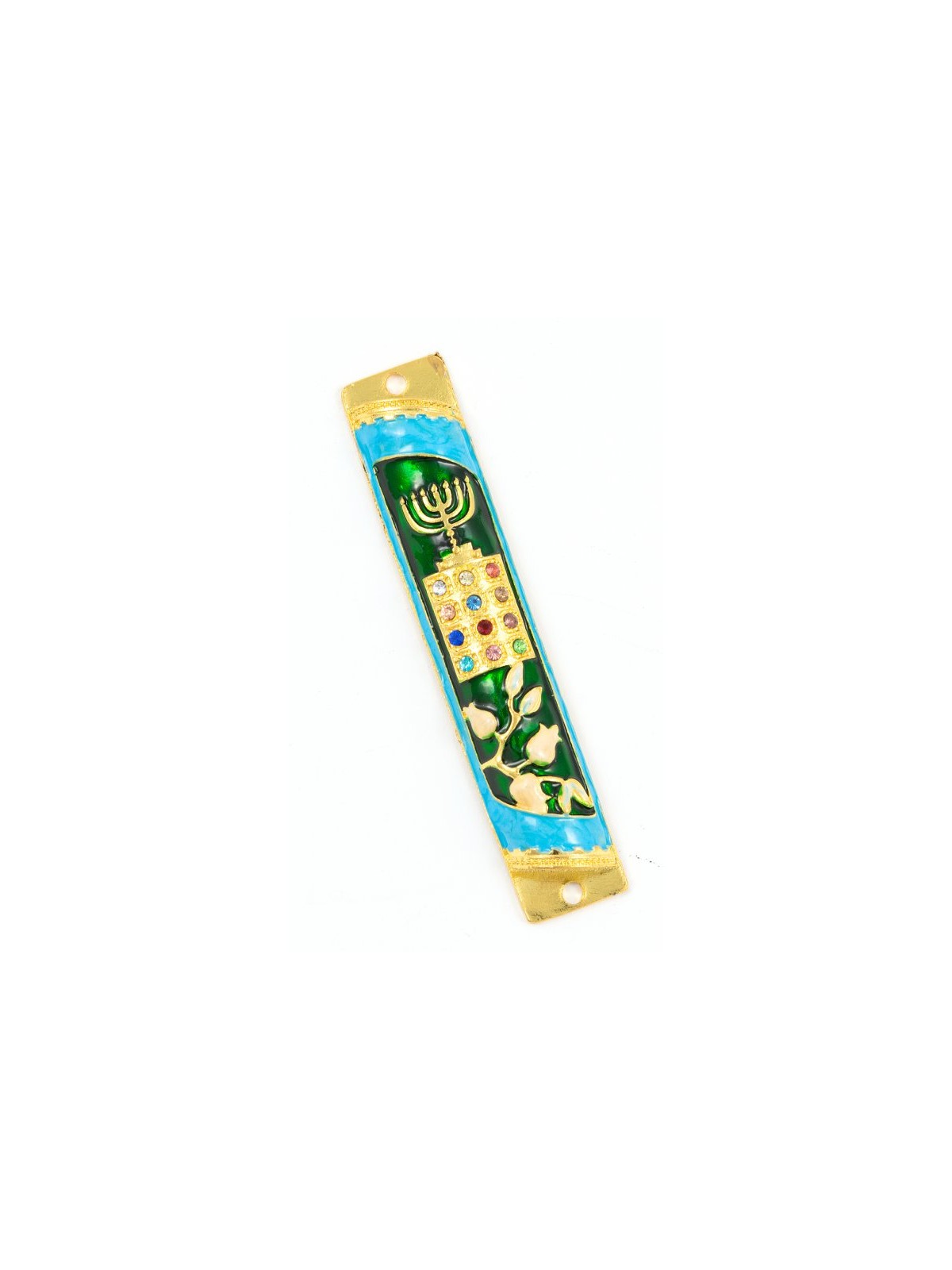 Rounded Mezuzah Case with Gleaming Breastplate ... | Jerusalem Mezuzah