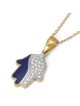 Collier pendentif Hamsa en or 14 carats et diamants pour femme