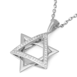 Women's 14K Gold Two-Tone Dangling Star of David Pendant with Diamonds