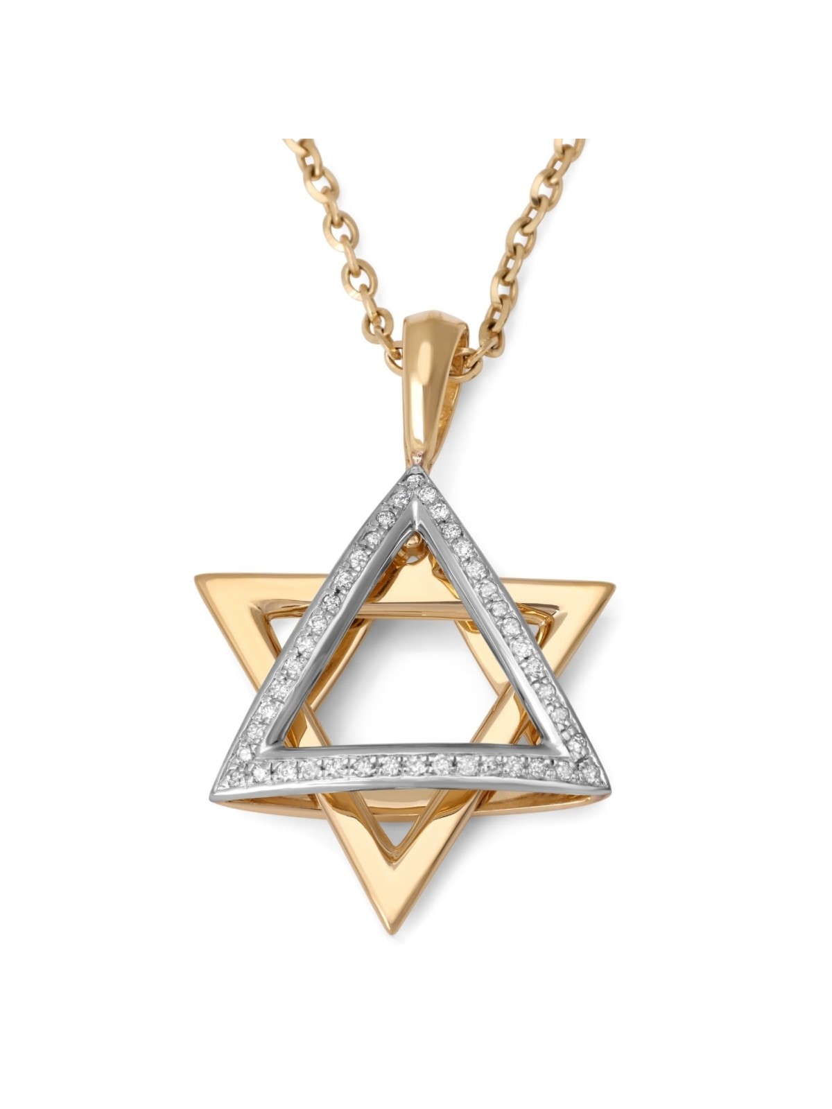 Women's 14K Gold Two-Tone Dangling Star of David Pendant with Diamonds