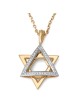 Women's 14K Gold Two-Tone Dangling Star of David Pendant with Diamonds