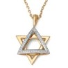 Women's 14K Gold Two-Tone Dangling Star of David Pendant with Diamonds