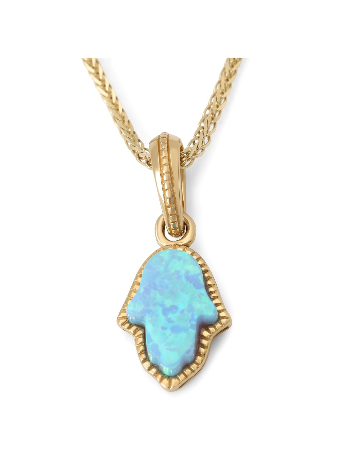 Women's 14K Gold & Blue Opal Hamsa Pendant