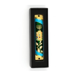 Rounded Mezuzah Case with Gleaming Breastplate ... | Jerusalem Mezuzah