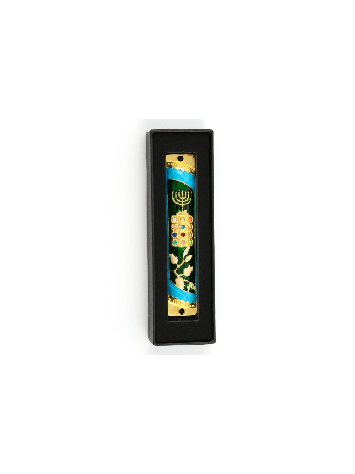 Rounded Mezuzah Case with Gleaming Breastplate ... | Jerusalem Mezuzah