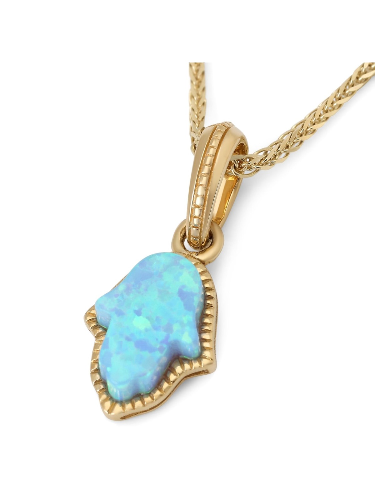 Women's 14K Gold & Blue Opal Hamsa Pendant