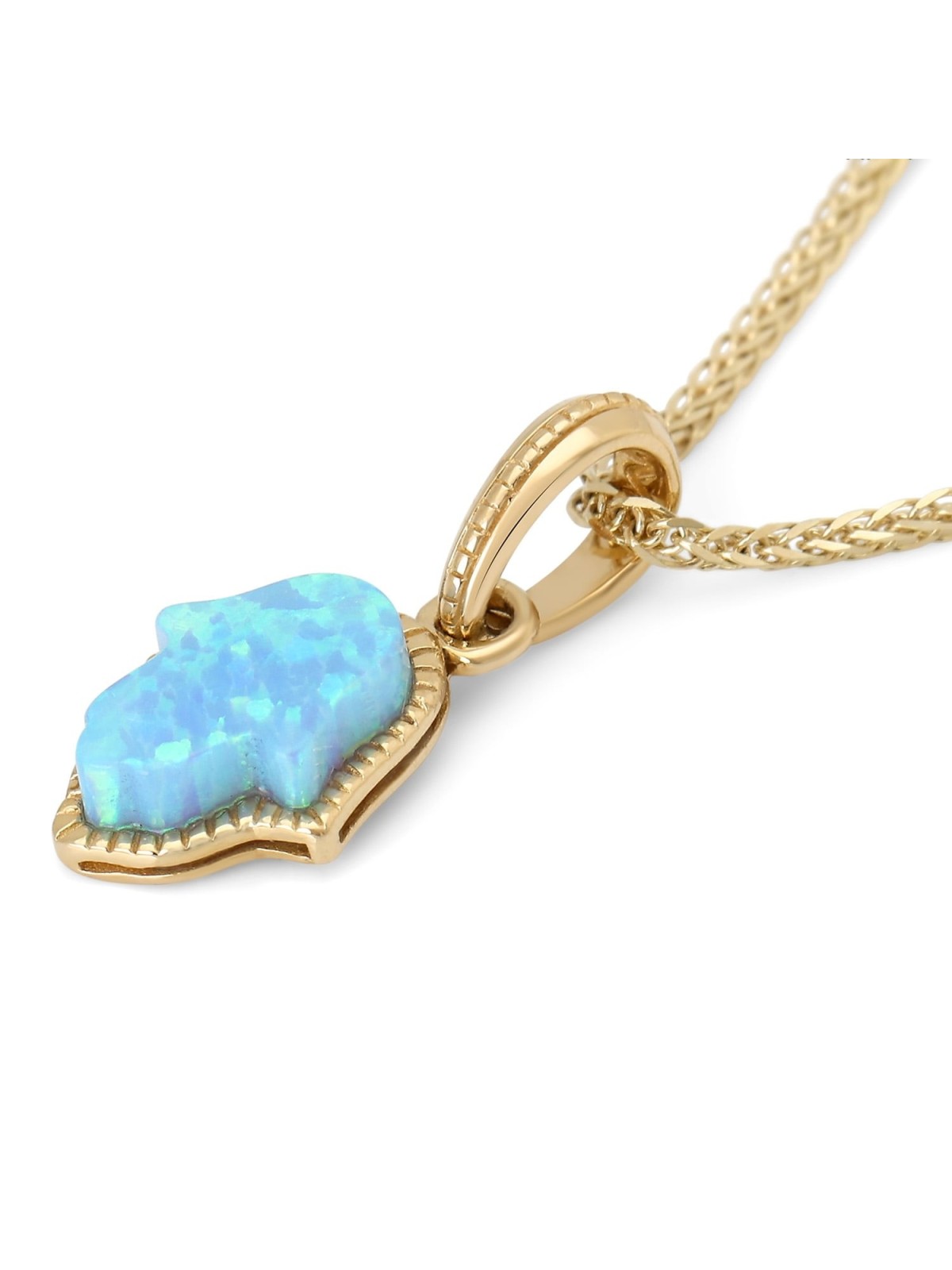 Women's 14K Gold & Blue Opal Hamsa Pendant