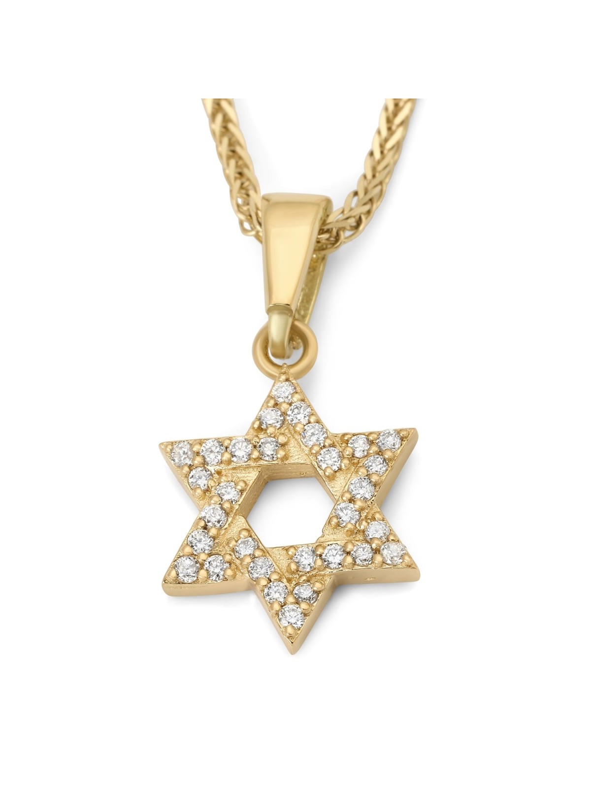 Pendentif étoile de David imbriqué en or 14 carats serti de diamants - Color Op