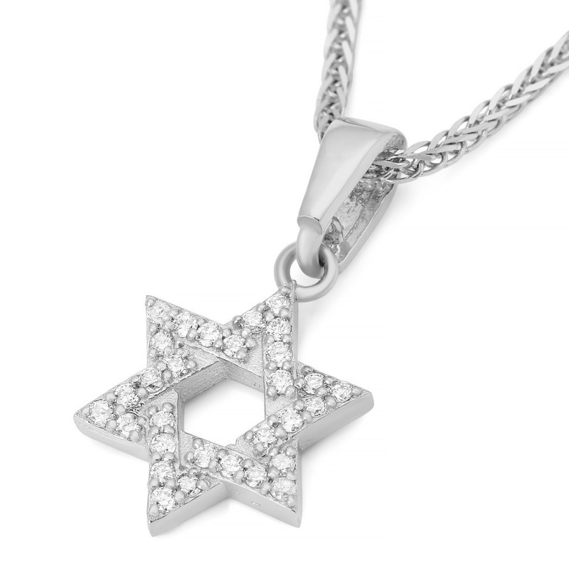 Pendentif étoile de David imbriqué en or 14 carats serti de diamants - Color Op