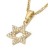 14K Gold Diamond-Studded Interlocking Star of David Pendant - Color Op