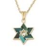 14K Gold Elegant Star of David Pendant with Eilat Stone