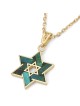 14K Gold Elegant Star of David Pendant with Eilat Stone