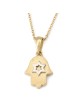 Collier pendentif Hamsa en or blanc 14 carats et étoile de David pour femme