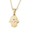 14K Gold Hamsa and White Gold Star of David Pendant Necklaсe for Women