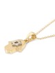 Collier pendentif Hamsa en or blanc 14 carats et étoile de David pour femme