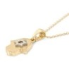 14K Gold Hamsa and White Gold Star of David Pendant Necklaсe for Women