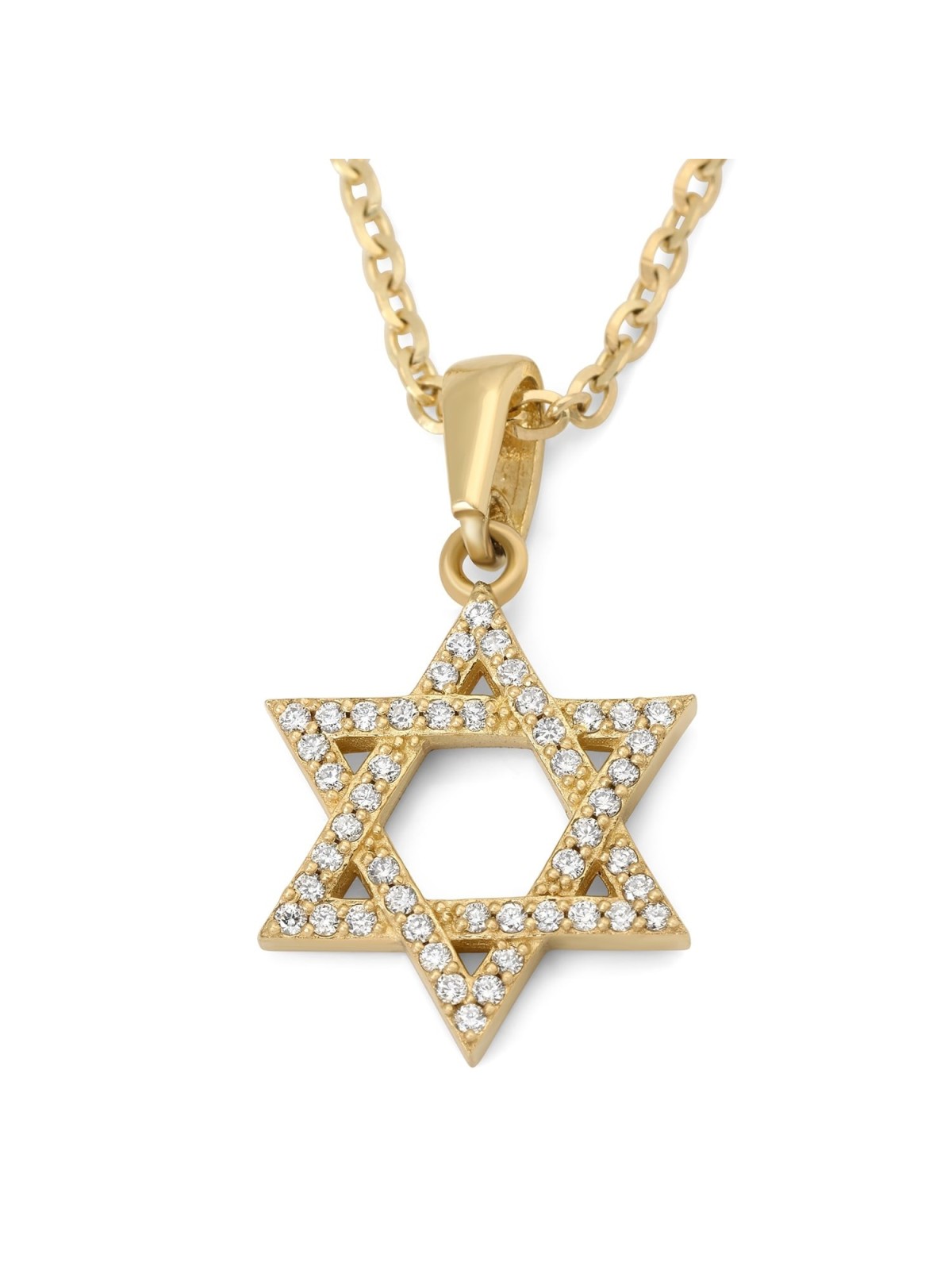 14K Gold Diamond Encrusted Star of David Unisex Pendant - Color Option