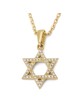 14K Gold Diamond Encrusted Star of David Unisex Pendant - Color Option