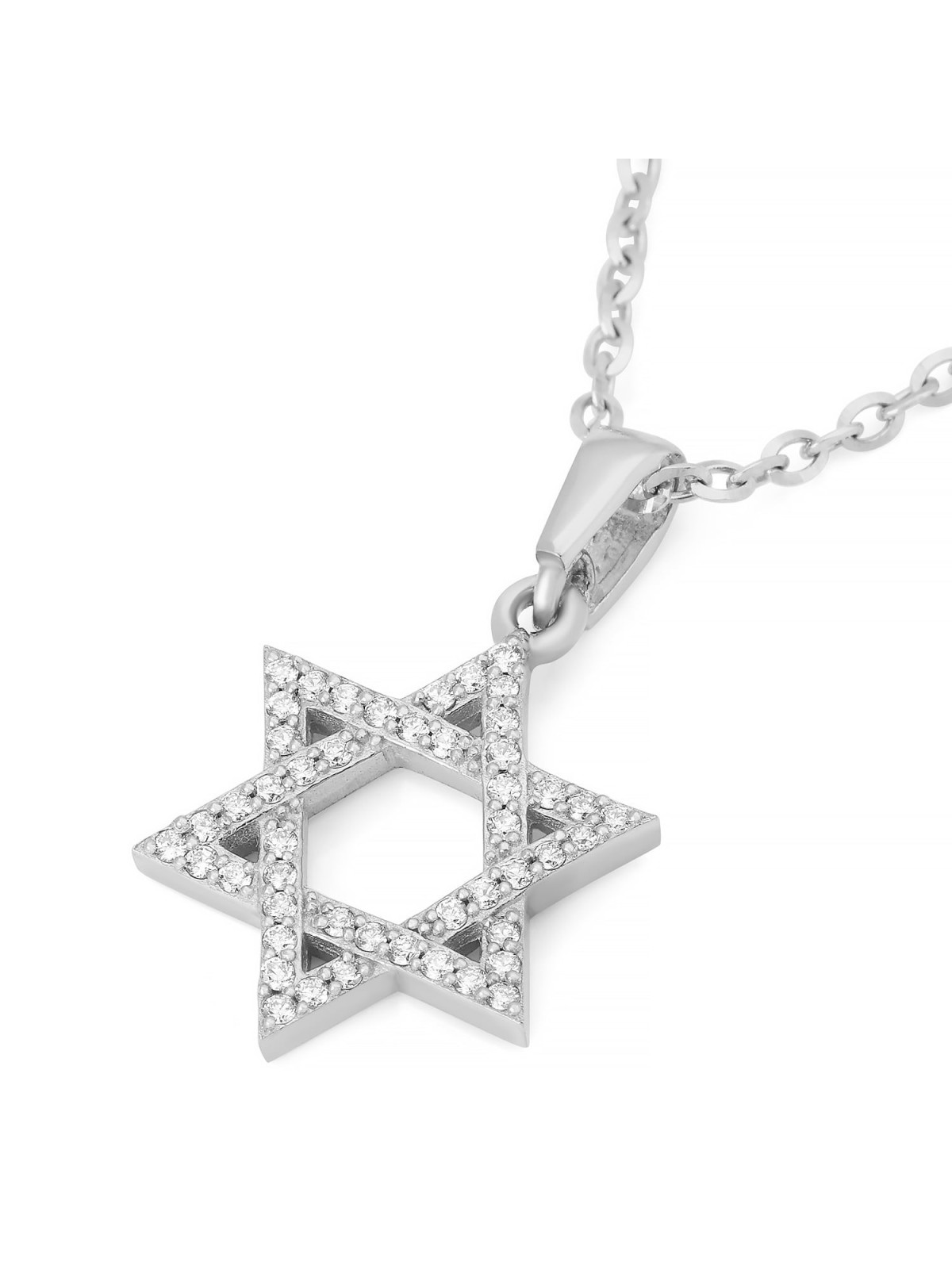 Pendentif unisexe étoile de David incrusté de diamants en or 14 carats - Option couleur