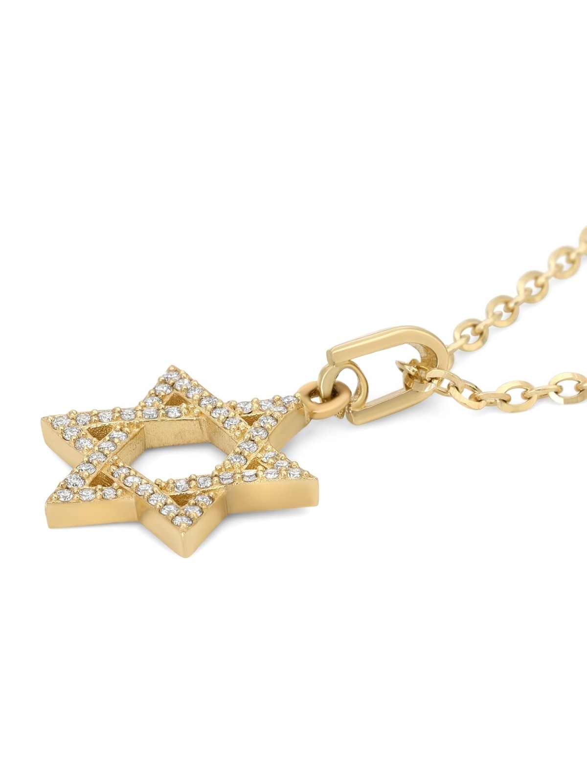 Pendentif unisexe étoile de David incrusté de diamants en or 14 carats - Option couleur