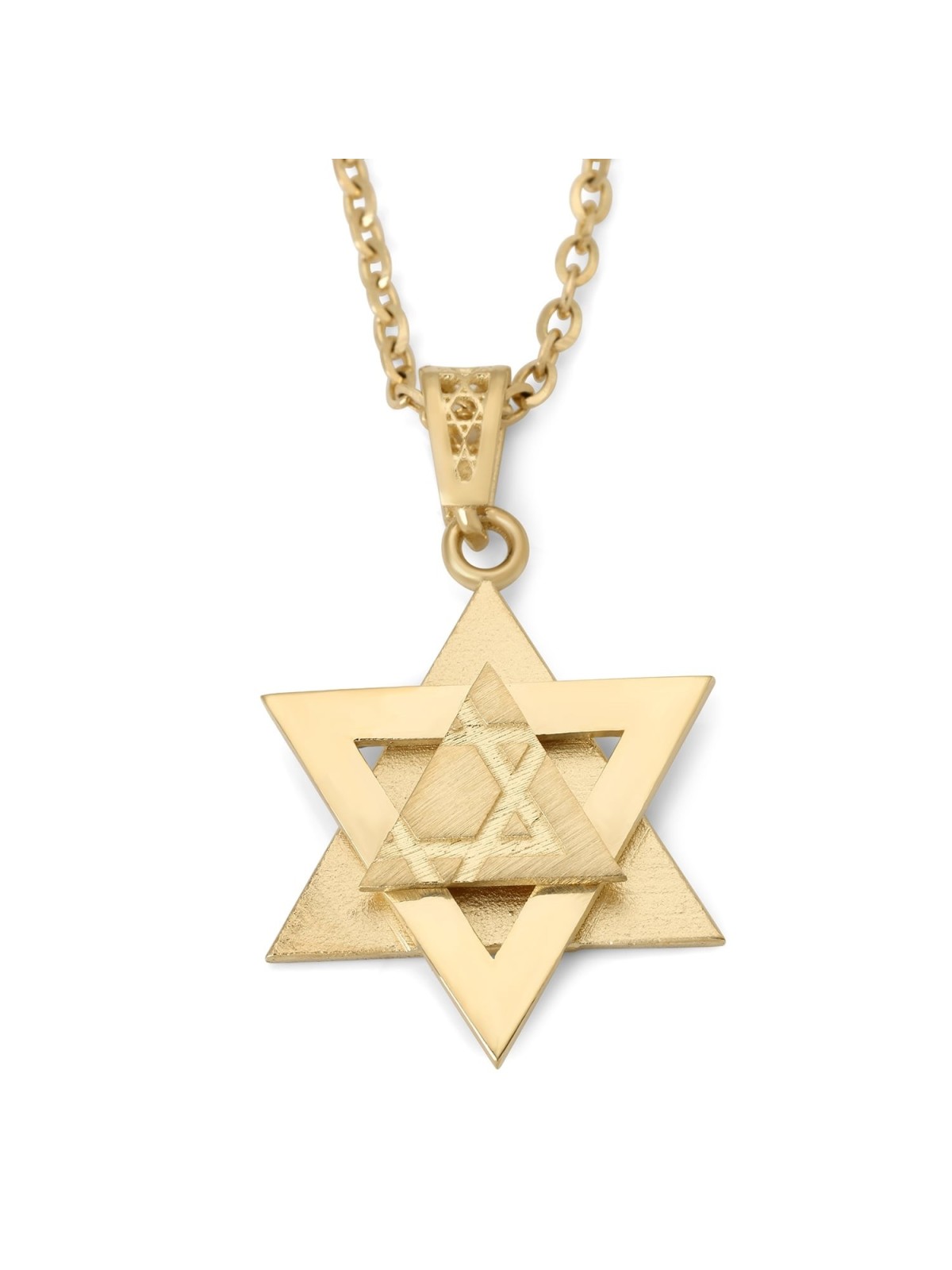 14K Gold Deconstructed Abstract Star of David Pendant - Color Option