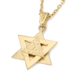 14K Gold Deconstructed Abstract Star of David Pendant - Color Option