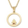 Women's 14K Gold Circular Pendant Necklace with Hamsa and Ruby