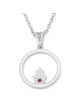 Women's 14K Gold Circular Pendant Necklace with Hamsa and Ruby