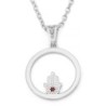 Women's 14K Gold Circular Pendant Necklace with Hamsa and Ruby