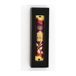 Rounded Mezuzah Case with Hoshen Breastplate an... | Jerusalem Mezuzah