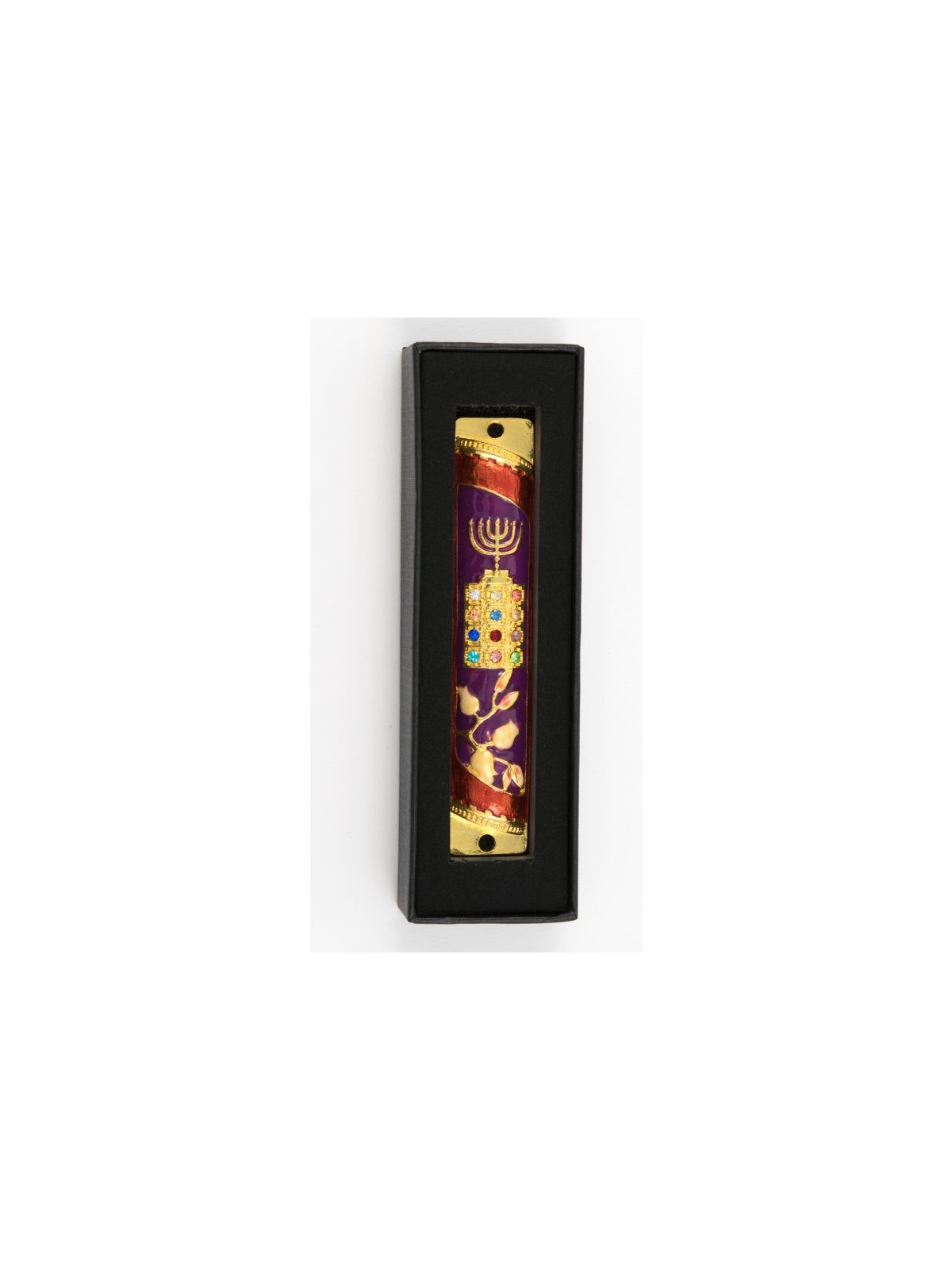 Rounded Mezuzah Case with Hoshen Breastplate an... | Jerusalem Mezuzah