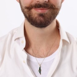 14K Yellow Gold Land of Israel Pendant with Chai and Eilat Stone