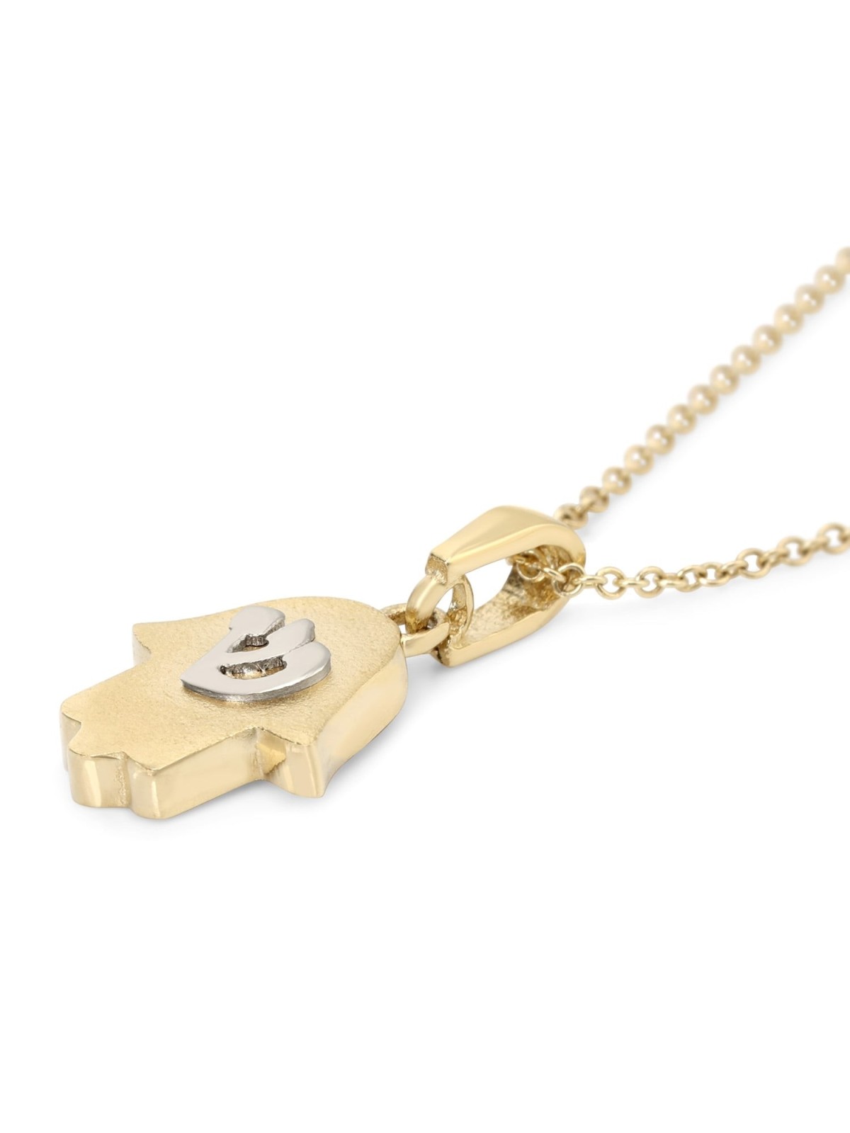 14K Gold Women's Pendant Hamsa with White Gold Shin