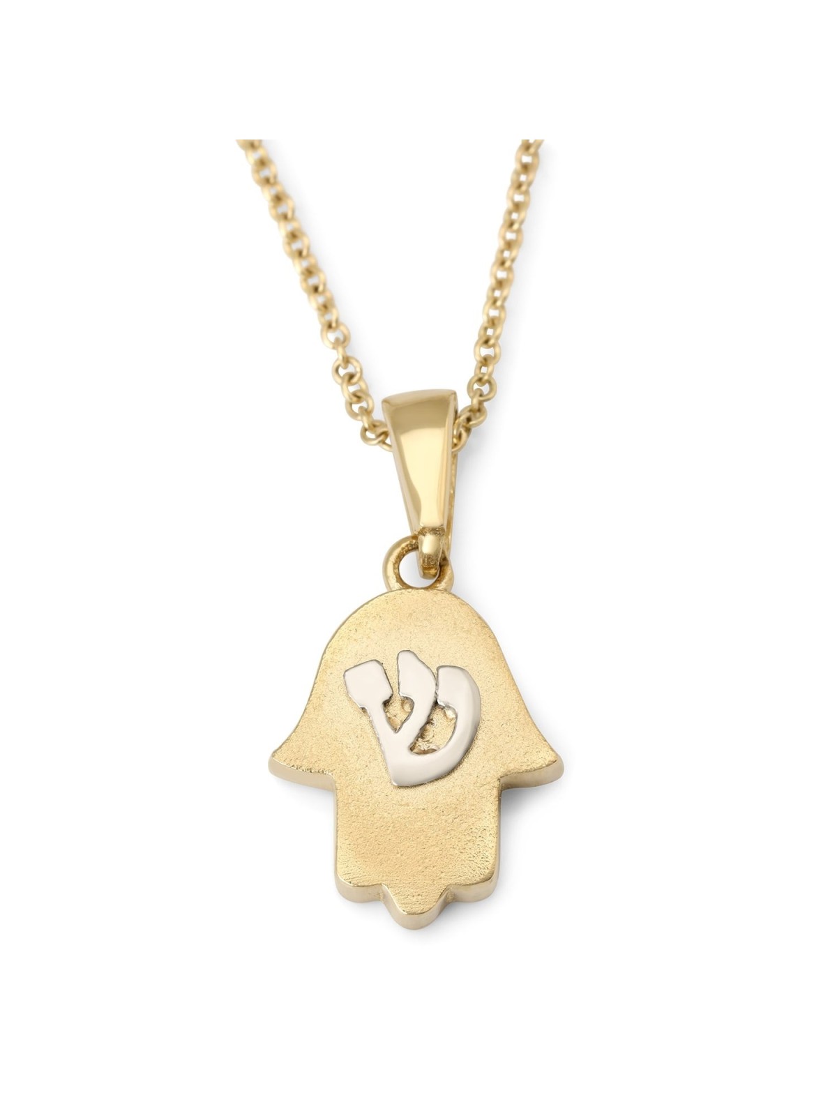 14K Gold Women's Pendant Hamsa with White Gold Shin