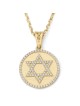 Round 14K Gold Star of David Pendant with Diamonds - Unisex
