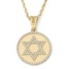 Round 14K Gold Star of David Pendant with Diamonds - Unisex